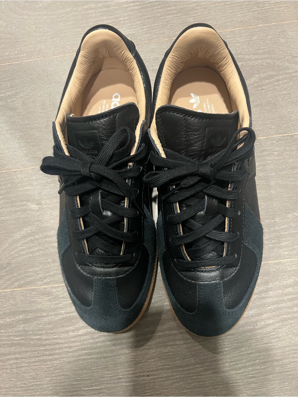 Adidas Beige and Black Leather Sneaker